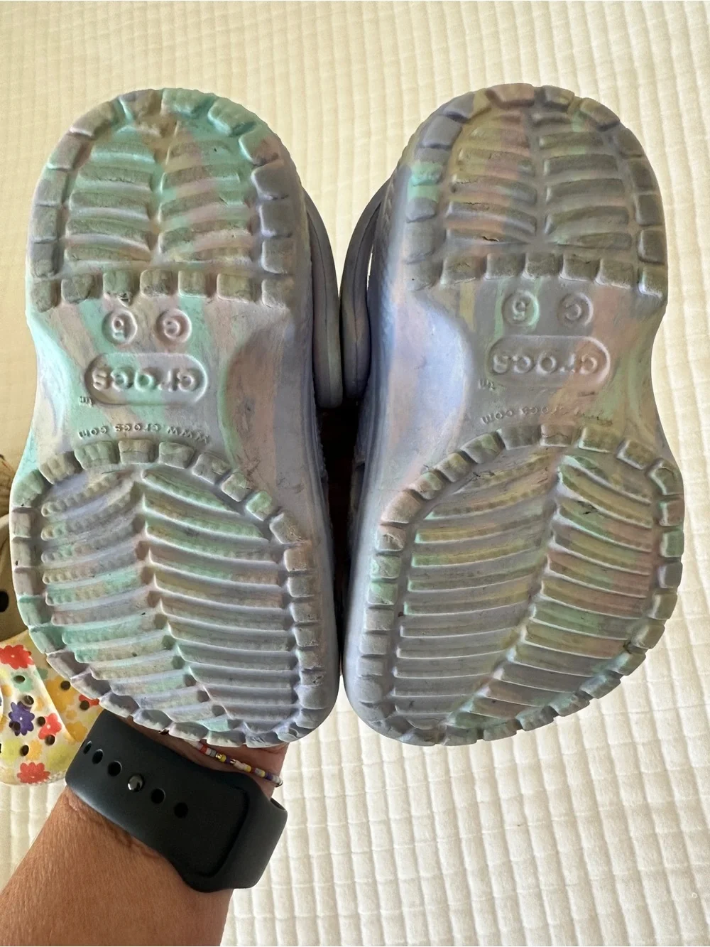 CROCS Kids Iridescent Lavender Green Slip-On Clogs